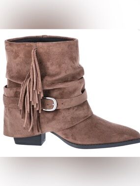 BRAND NEW Time and Tru Women's Foldover Slouch Boots with Fringe Size 10